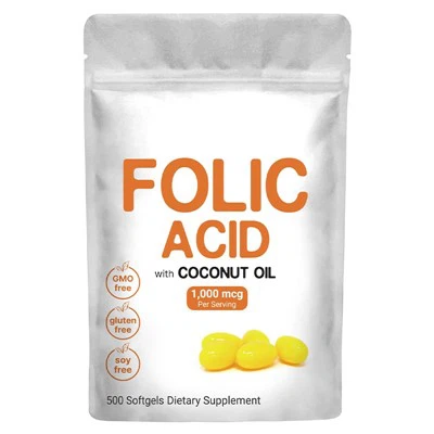 Фолиевая кислота 1000 мкг, 500 мягкихгеров кокосового масла